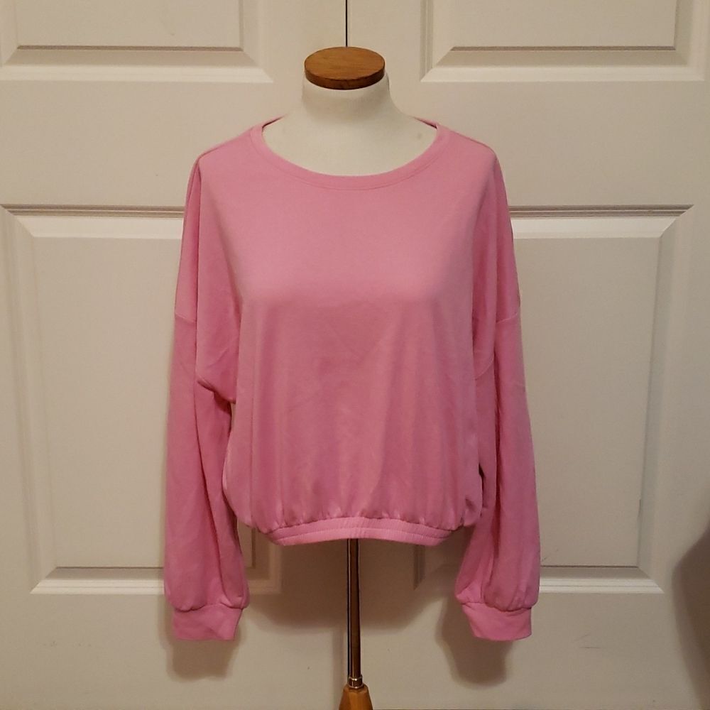𝅺Elodie Womens Crew Neck Long Sleeve Pullover Sweatshirt Pink‎ Size XL NWT
